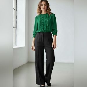 Hobbs Linen Lined Chic Black Wide-Leg Trousers